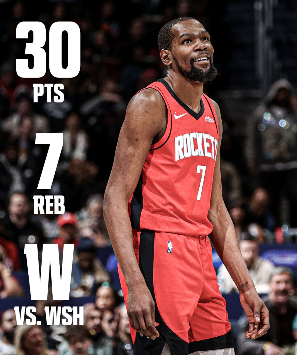 kaiyun-连续三场30+队史首人！KD1点成历史第二 37岁助火箭更上一层楼